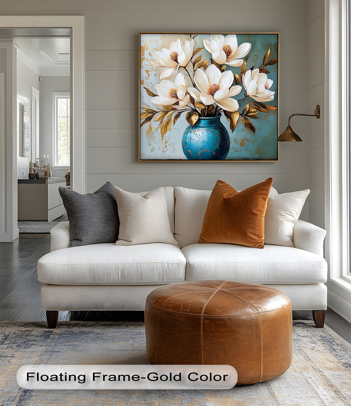 Ivory Magnolia Elegance – White Floral Canvas Print