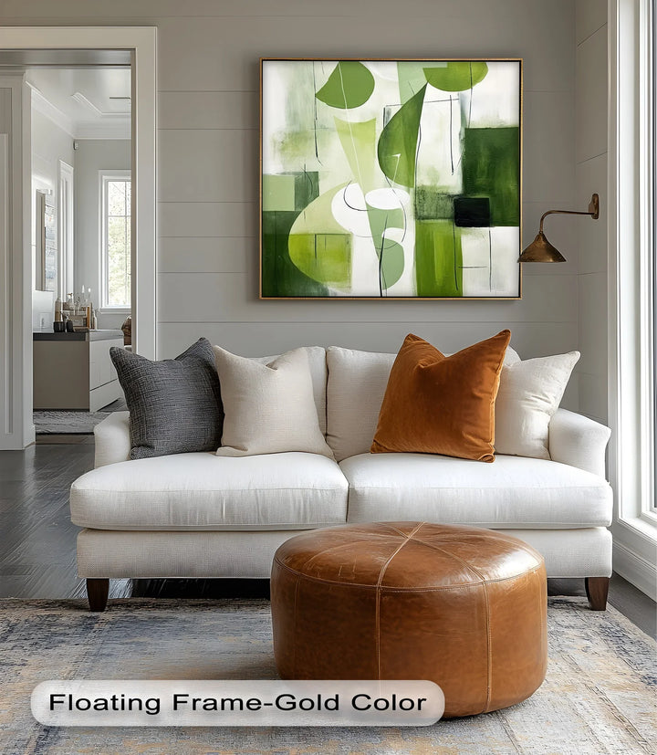 Verdant Geometry – Abstract Leaf-Inspired Canvas Print - MyPhotoStation