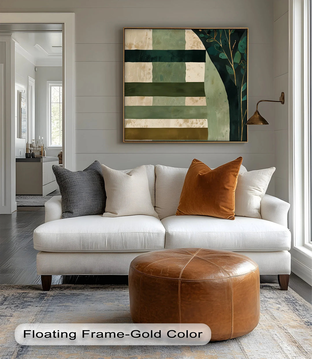 Verdant Tapestry – Botanical Stripe Abstract Canvas Print - MyPhotoStation