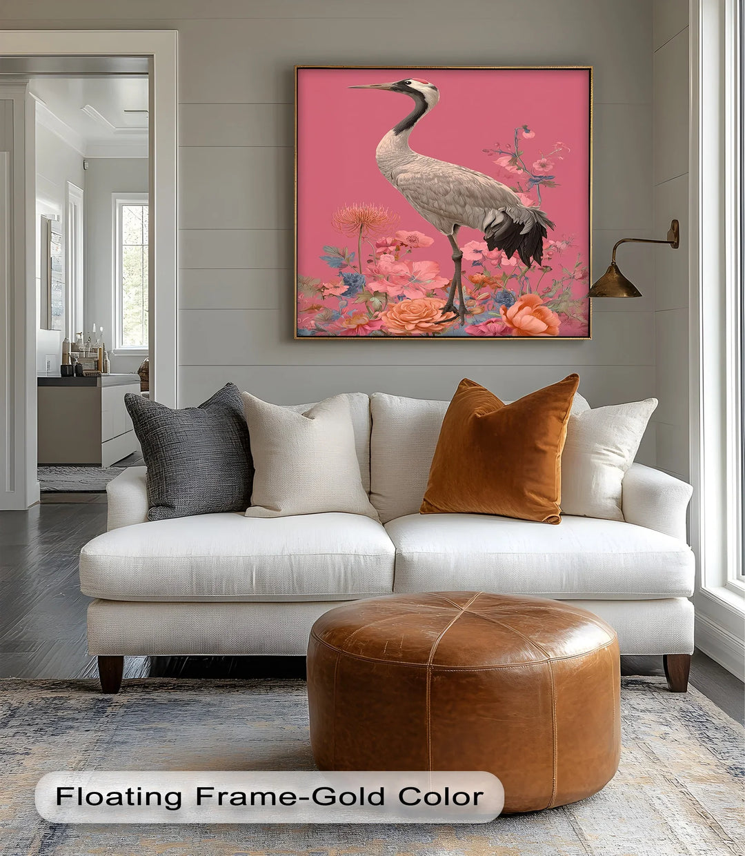 Elegant Crane Among Blossoms – Nature-Inspired Bird Canvas Print - MyPhotoStation