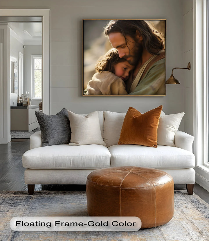 Sacred Shelter – Jesus Embracing a Child Canvas Print - MyPhotoStation