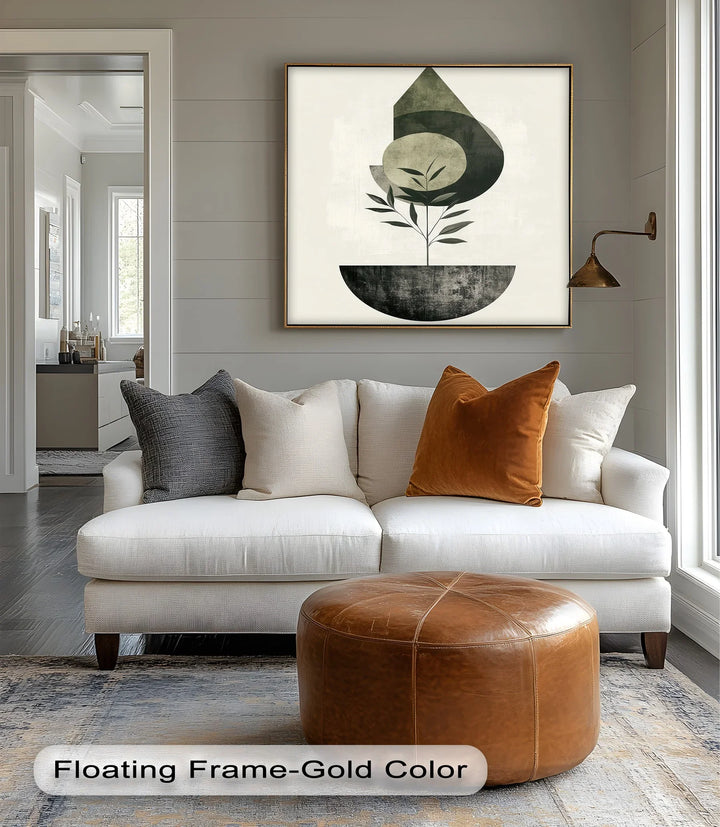 Minimalist Growth – Geometric Plant-Inspired Canvas Print - MyPhotoStation