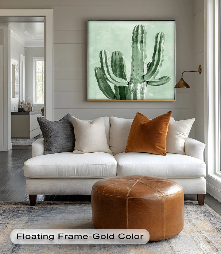 Modern Cactus Silhouette – Minimalist Desert Canvas Print - MyPhotoStation