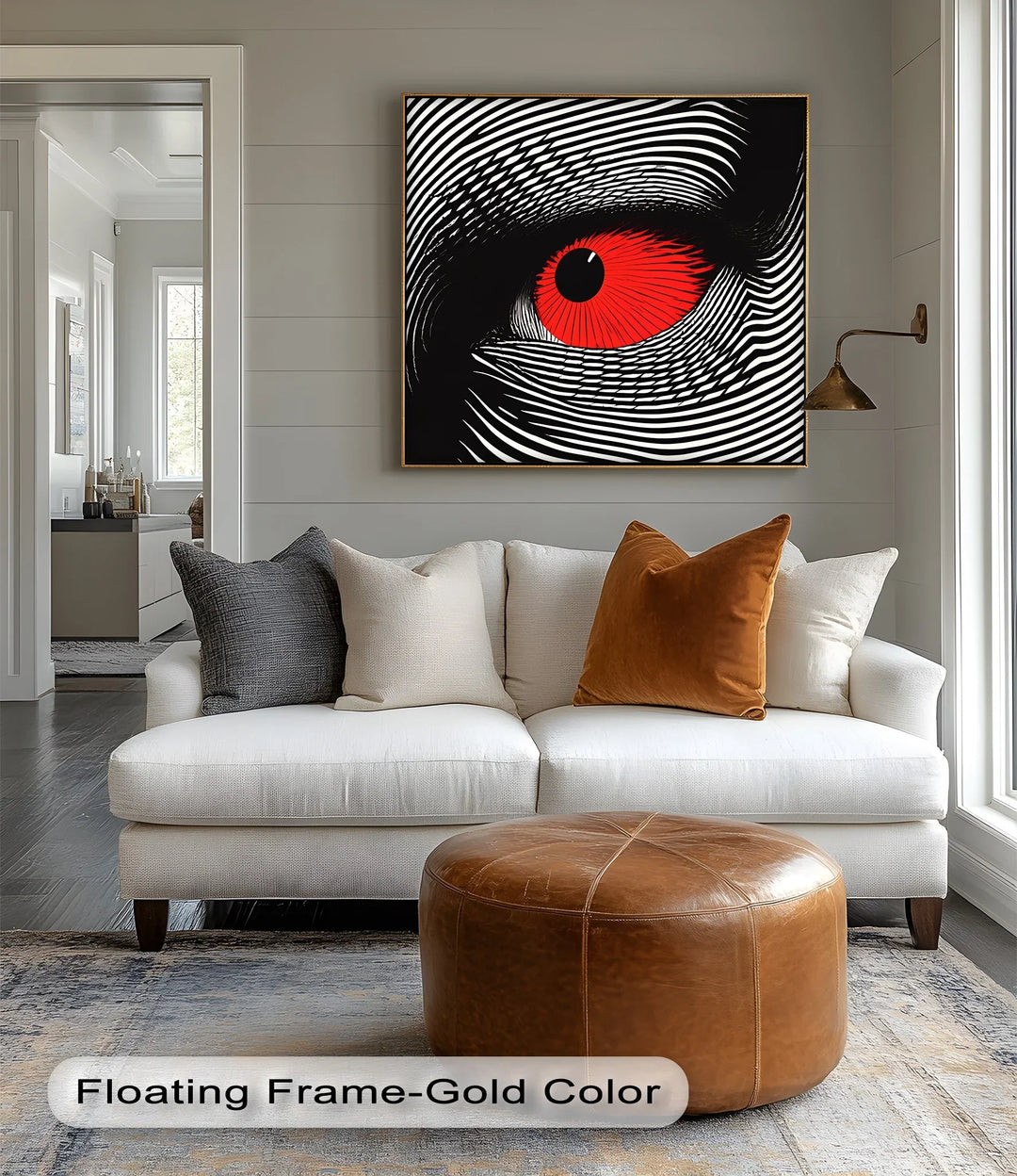 Red Eye in Optical Lines – Black & White Canvas Print - MyPhotoStation