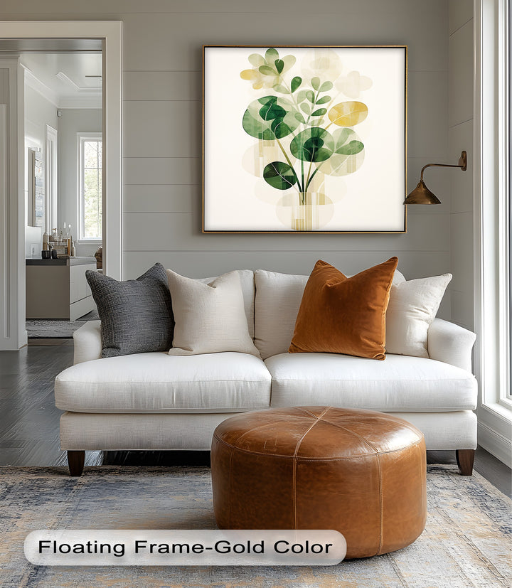 Golden Bloom Harmony – Minimalist Botanical Arrangement Canvas Print