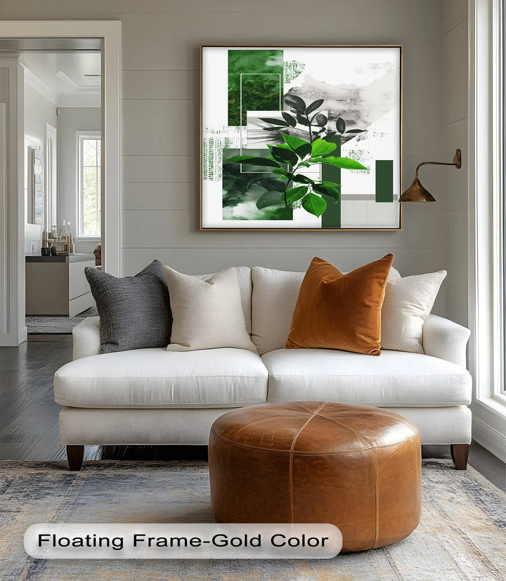 Geometric Botanical Contrast – Modern Leaf Collage Canvas Print - MyPhotoStation