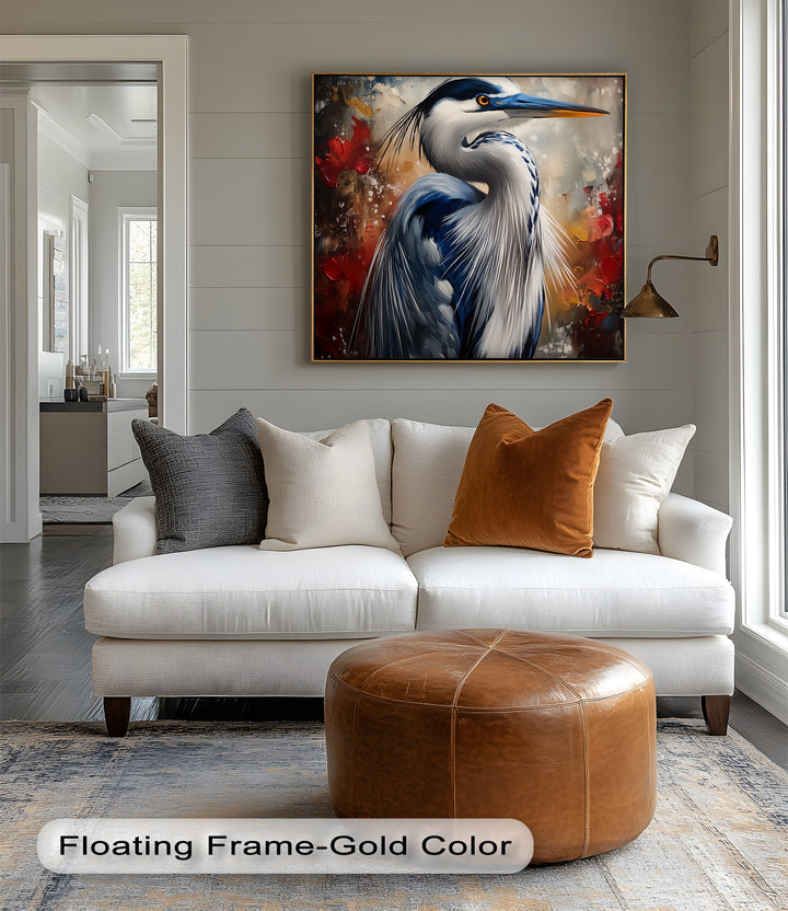 Regal Blue Heron – Majestic Bird Portrait Canvas Print