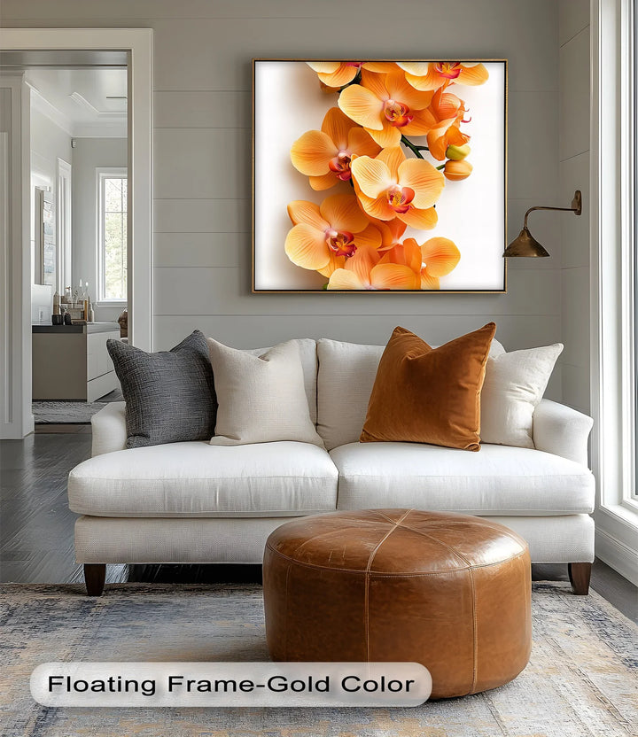 Golden Orchid Radiance – Orange Phalaenopsis Floral Canvas Print - MyPhotoStation