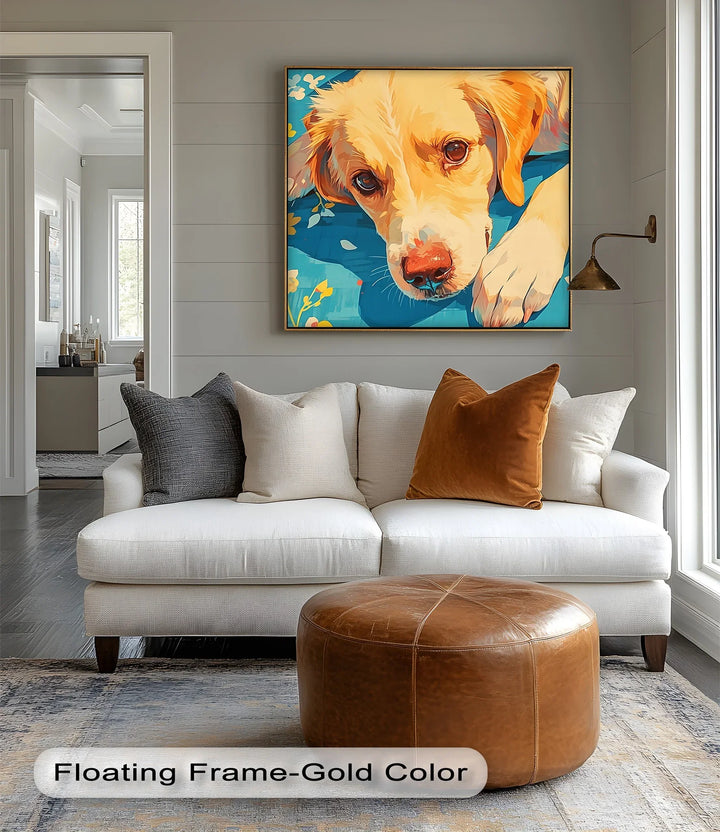Sunlit Gaze – Playful Floral Dog Portrait Puppies Canvas Print - MyPhotoStation