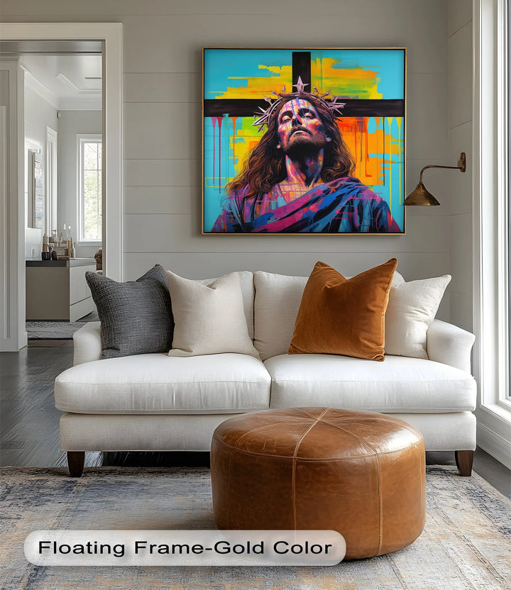 Crowned in Light – Jesus Graffiti-Style Canvas Prints - MyPhotoStation