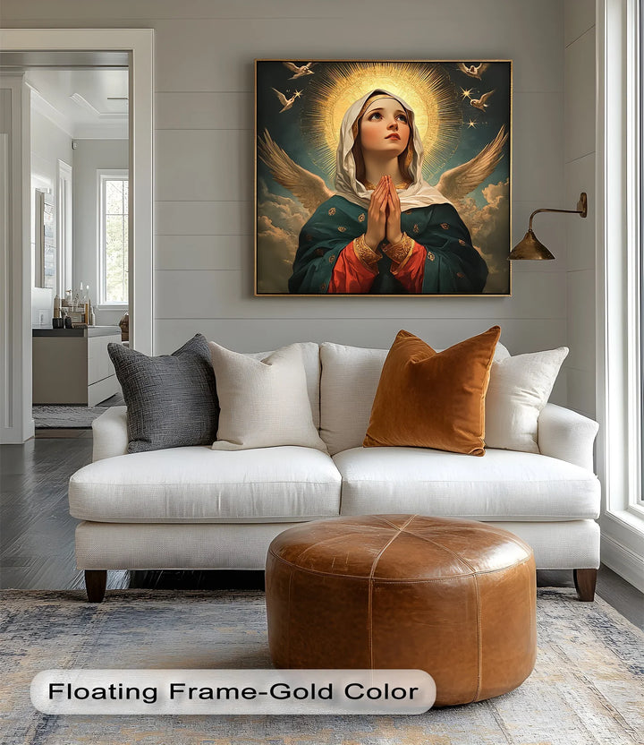 Heavenly Intercession – Virgin Mary in Prayer with Angels Canvas Print - MyPhotoStation