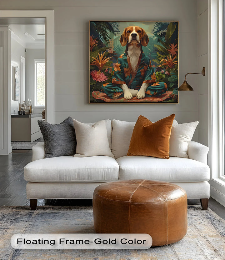 Jungle Zen Beagle – Tropical Meditation Dog Portrait Puppies Canvas Print - MyPhotoStation