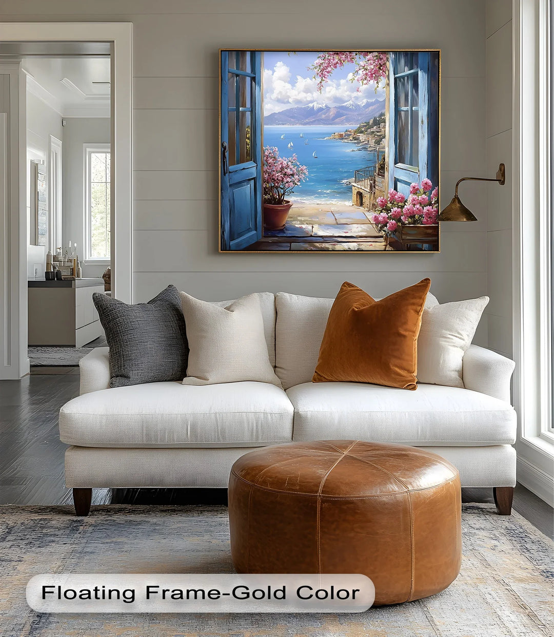 Mediterranean View – Open Window with Coastal Seascape Canvas Print - MyPhotoStation