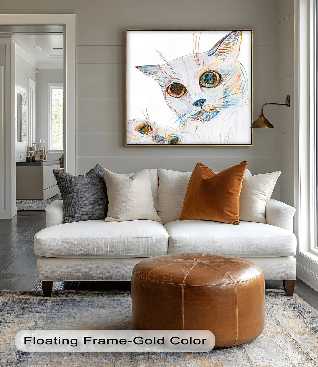 Color Stare – Abstract Cat Faces in Pastel Lines Cat Canvas Print - MyPhotoStation