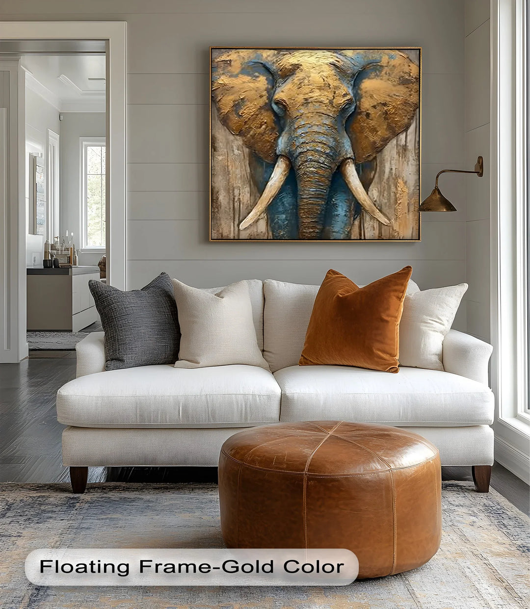 Majestic Elephant Head with Golden Texture – Wildlife Canvas Print - MyPhotoStation