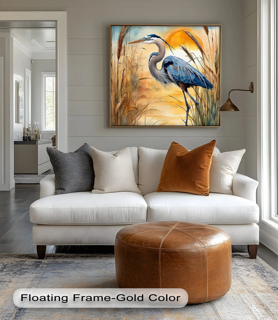 Majestic Blue Heron at Sunset – Serene Waterscape Canvas Print - MyPhotoStation