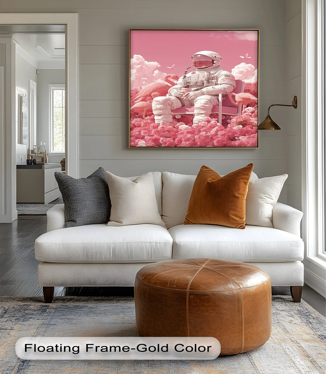 Pink Astronaut in a Flamingo Garden – Surreal Space Canvas Print - MyPhotoStation
