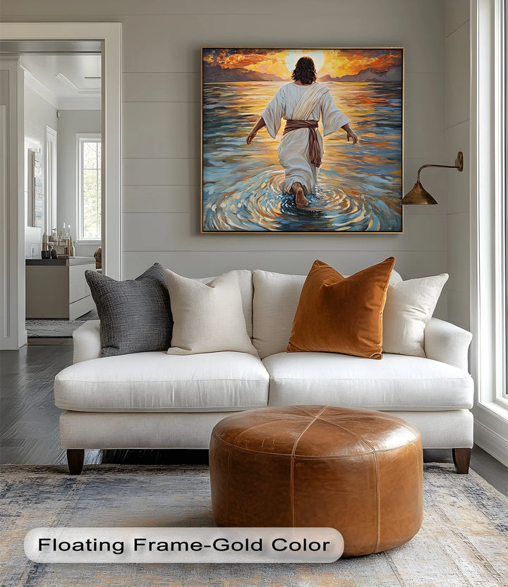 Divine Radiance – Jesus Walking Toward the Sunrise Canvas Print - MyPhotoStation
