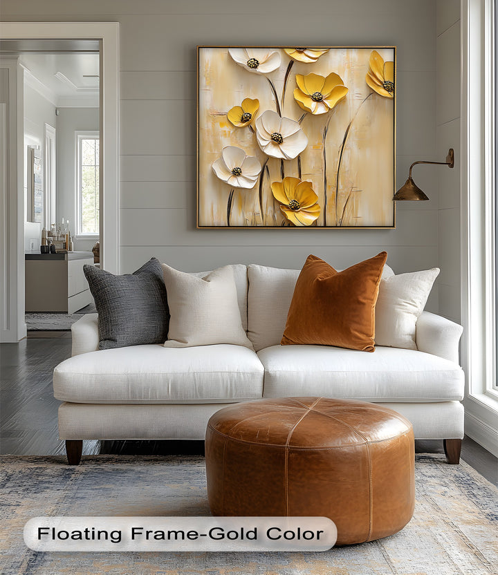 Golden Meadow Blooms – Yellow and White Flower Canvas Wall Art