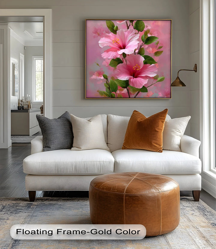 Pink Hibiscus Elegance – Romantic Tropical Floral Canvas Print - MyPhotoStation