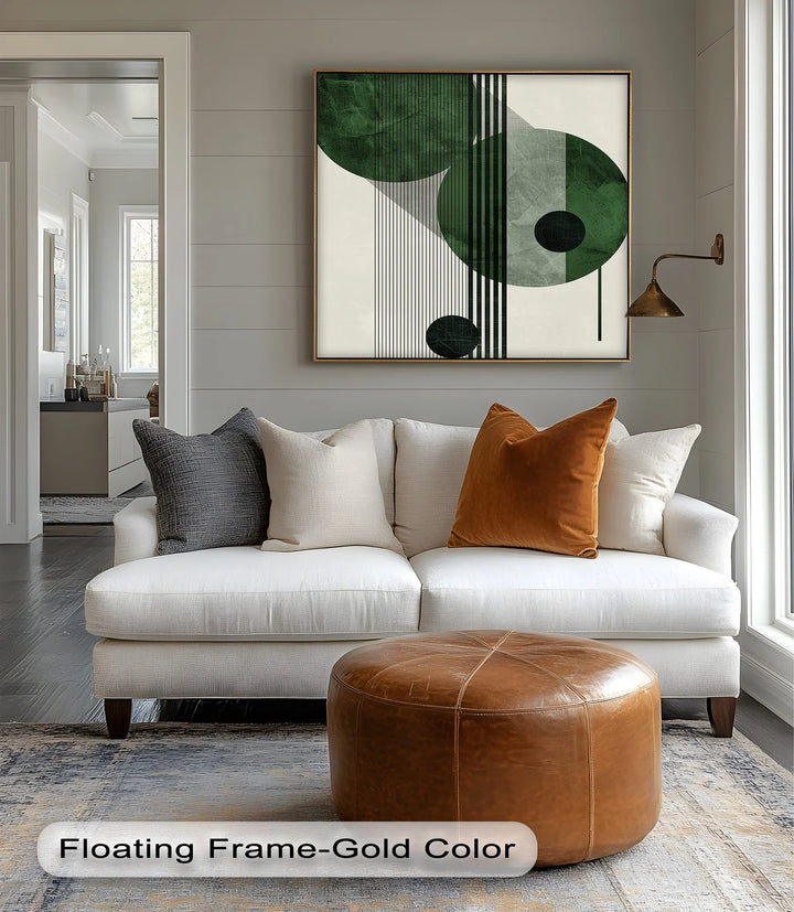 Modern Green Orbital Geometry – Abstract Minimalist Canvas Print - MyPhotoStation