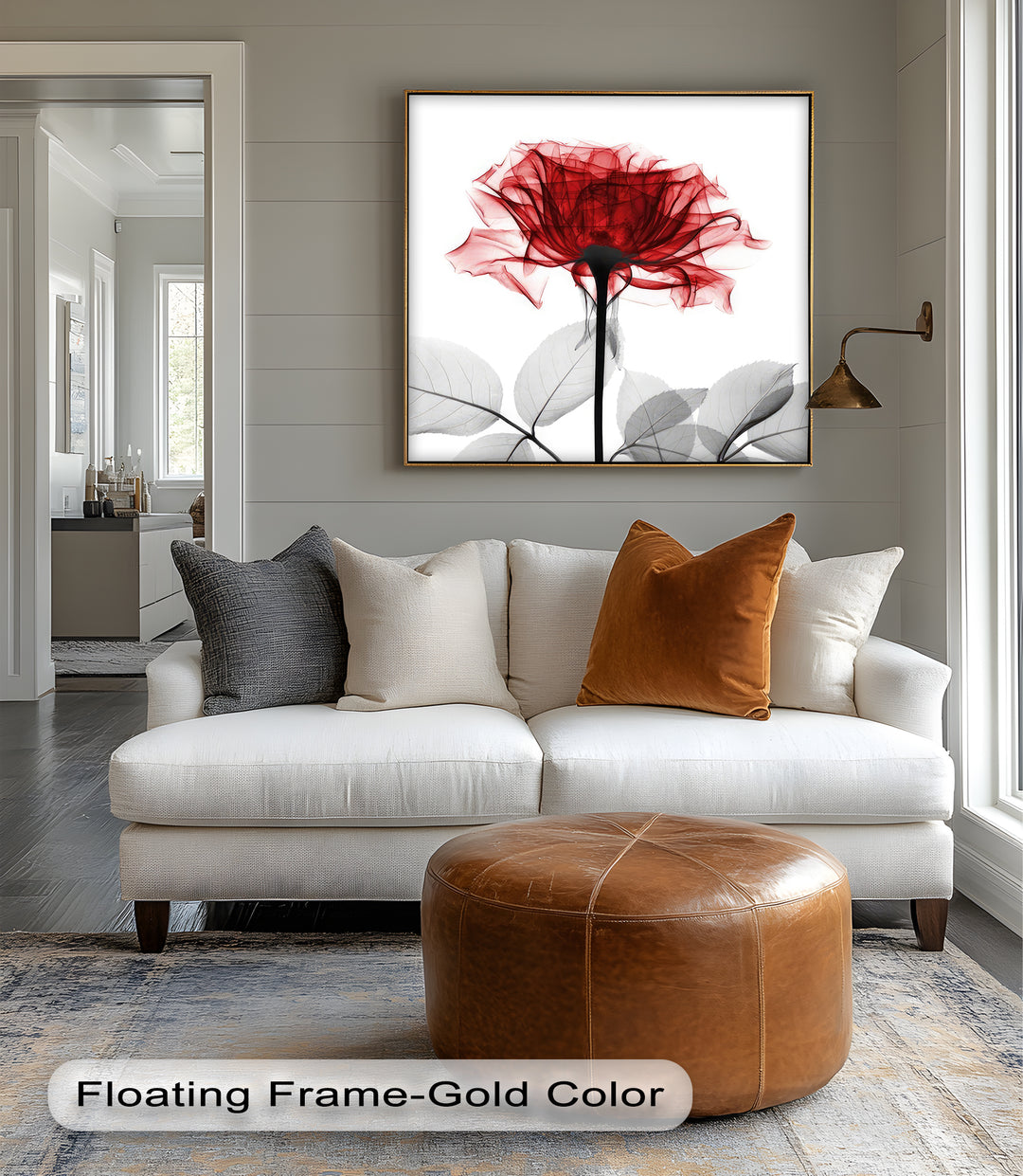 Winterliche Ruhe – Japanische Frau im blauen Kimono, Leinwanddruck | Gerahmtes Kunstwerk