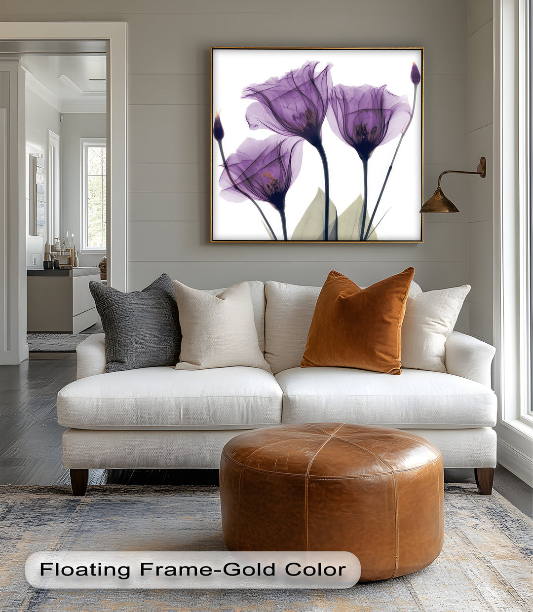 Winterliche Ruhe – Japanische Frau im blauen Kimono, Leinwanddruck | Gerahmtes Kunstwerk