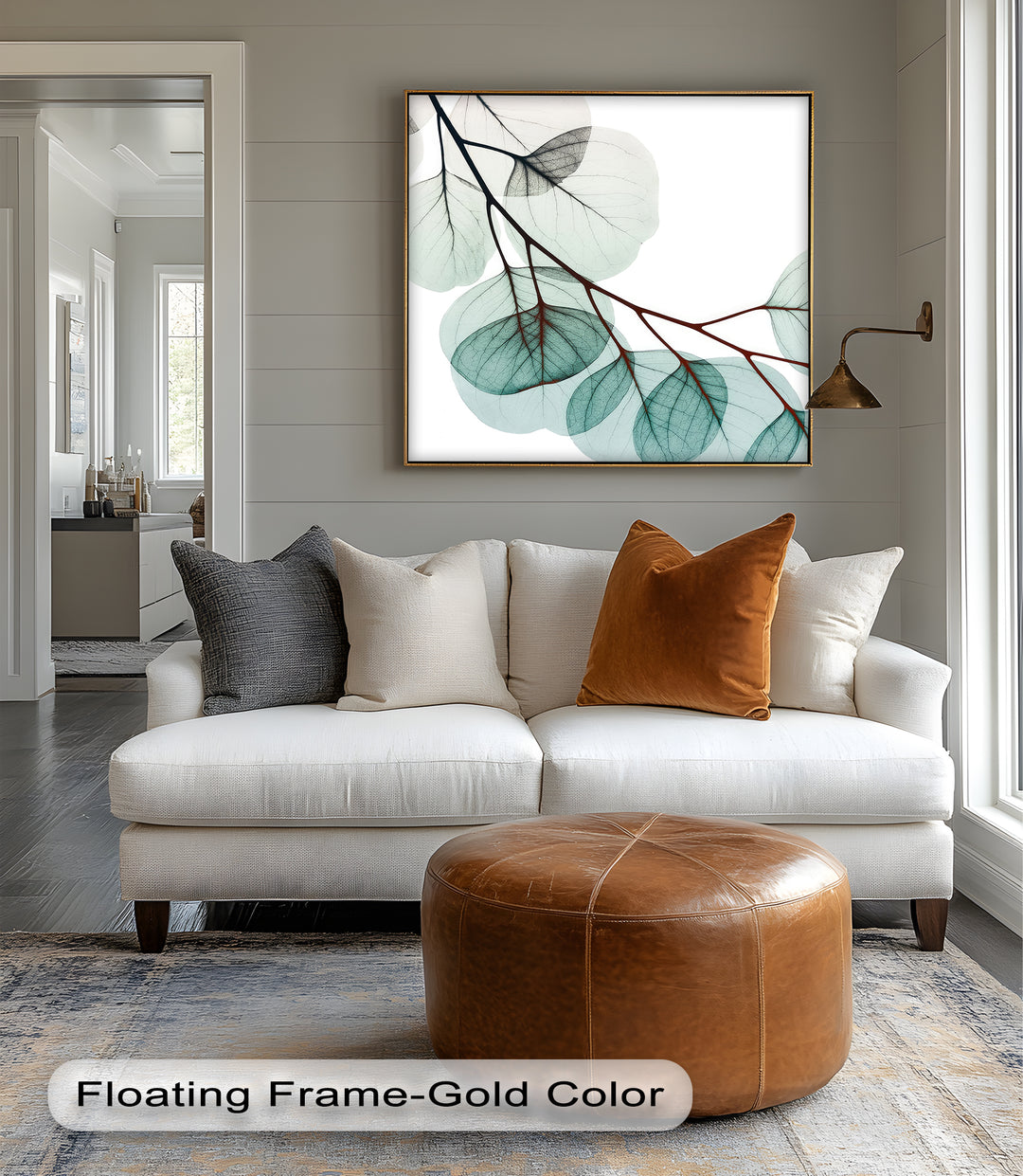 Winterliche Ruhe – Japanische Frau im blauen Kimono, Leinwanddruck | Gerahmtes Kunstwerk