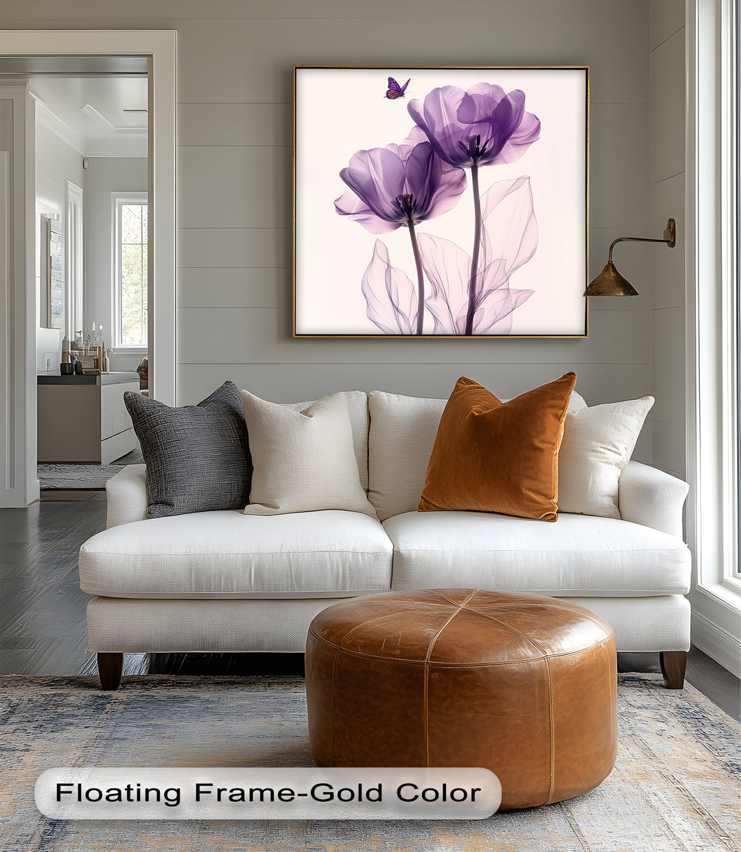 Winterliche Ruhe – Japanische Frau im blauen Kimono, Leinwanddruck | Gerahmtes Kunstwerk