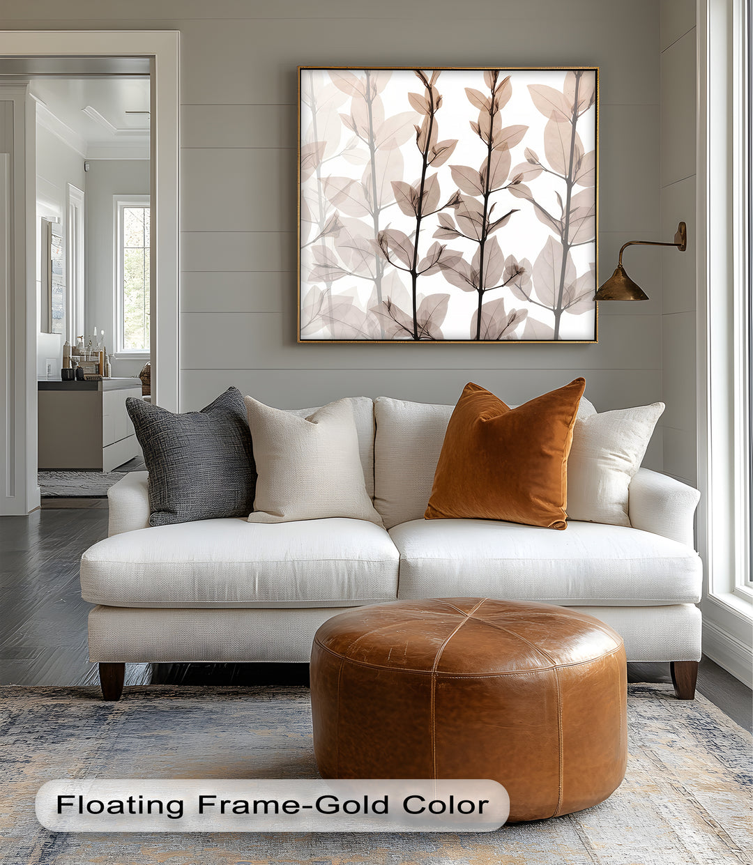 Winterliche Ruhe – Japanische Frau im blauen Kimono, Leinwanddruck | Gerahmtes Kunstwerk