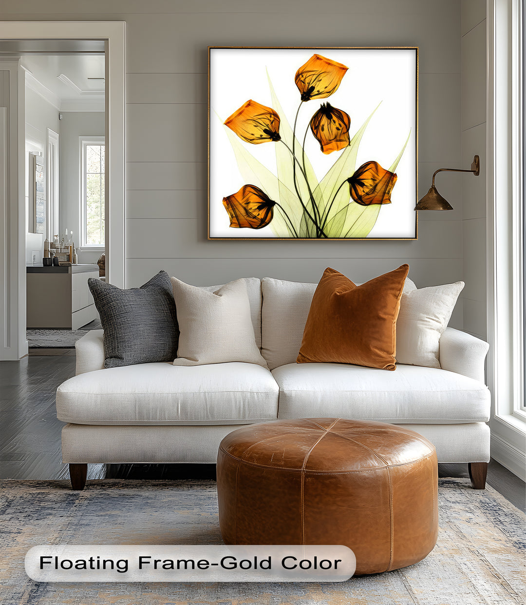 Winterliche Ruhe – Japanische Frau im blauen Kimono, Leinwanddruck | Gerahmtes Kunstwerk