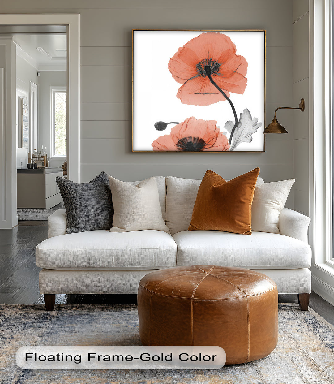 Winterliche Ruhe – Japanische Frau im blauen Kimono, Leinwanddruck | Gerahmtes Kunstwerk