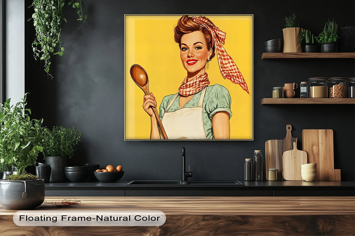 Retro Kitchen Muse – Vintage Cooking Lady Canvas Print - MyPhotoStation