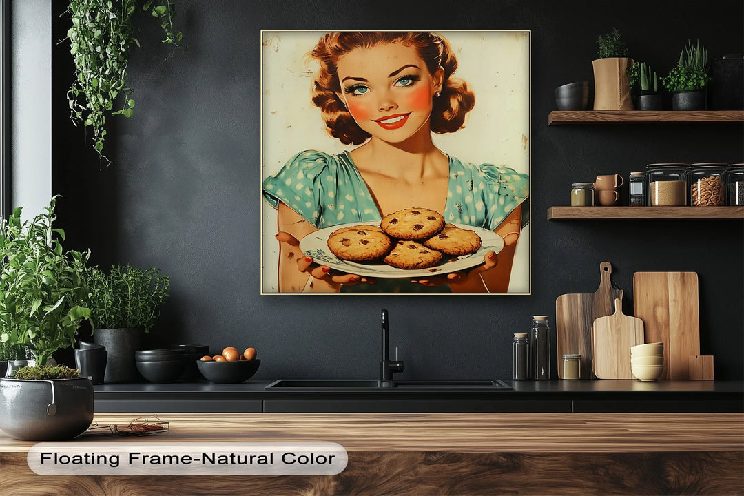Sweet Smile – Retro Cookie Lady Kitchen Canvas Print - MyPhotoStation