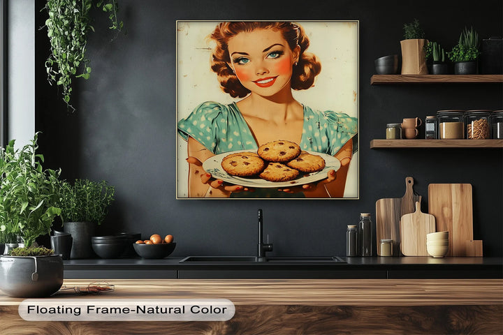Sweet Smile – Retro Cookie Lady Kitchen Canvas Print - MyPhotoStation