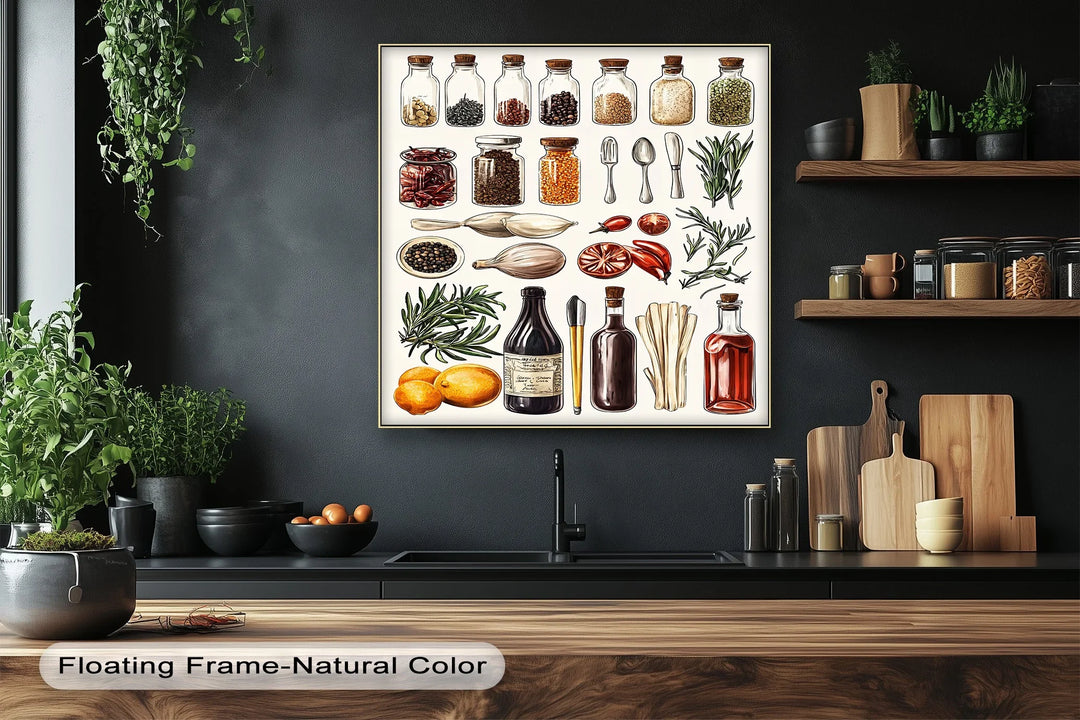 Kitchen Essentials – Illustrated Herbs & Spices Canvas Print - MyPhotoStation