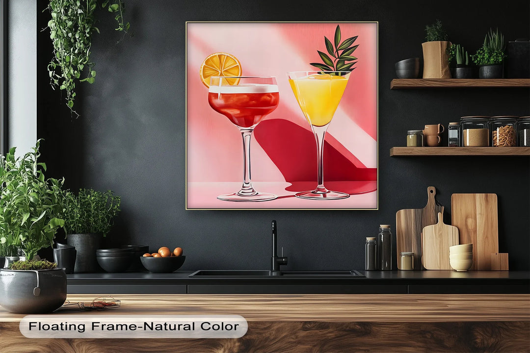 Sunset Sips – Modern Cocktail Glasses Canvas Print - MyPhotoStation