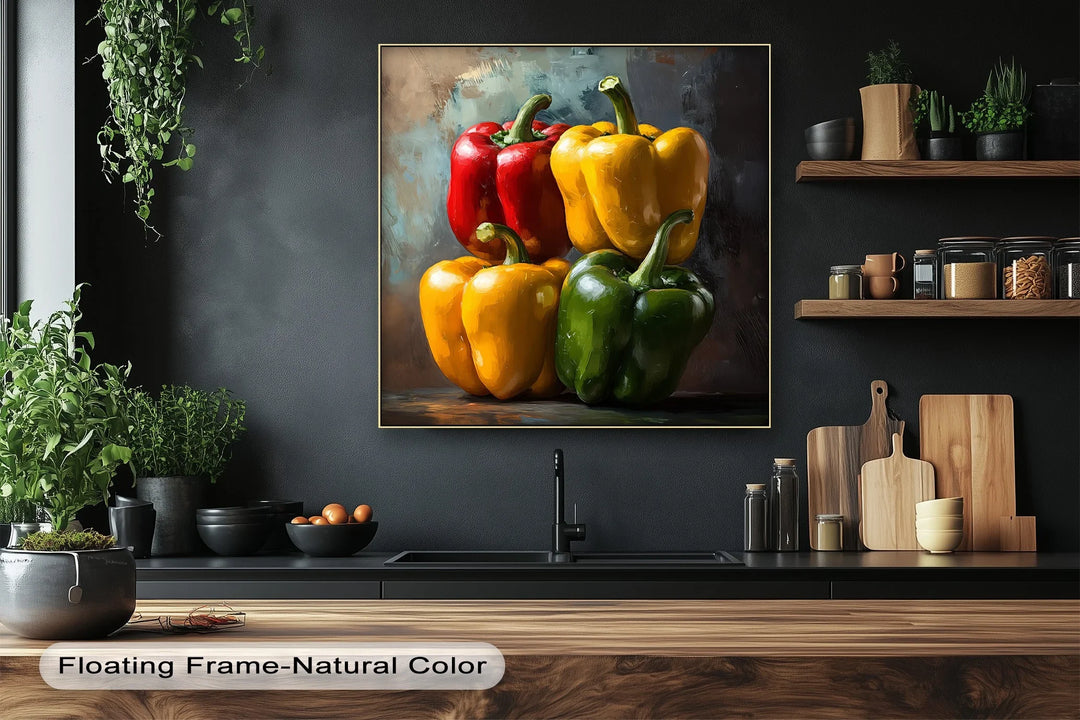 Bell Pepper Harmony – Colorful Still Life Kitchen Canvas Print - MyPhotoStation
