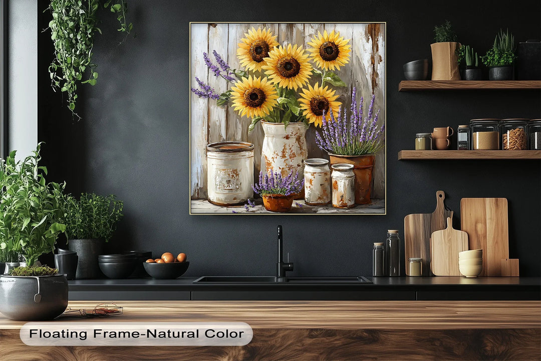 Sunflowers & Lavender – Rustic Farmhouse Floral Canvas Print - MyPhotoStation