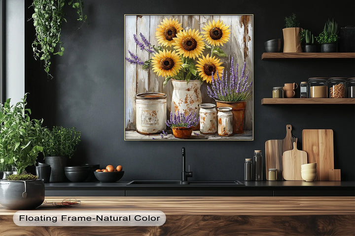 Sunflowers & Lavender – Rustic Farmhouse Floral Canvas Print - MyPhotoStation
