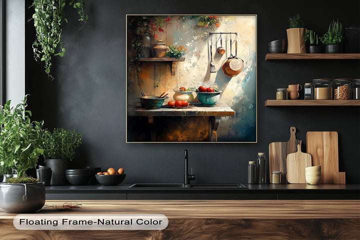 Tuscan Courtyard Kitchen – Rustic Mediterranean Canvas Print - MyPhotoStation