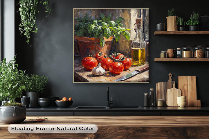 Tuscan Kitchen Still Life – Tomato & Basil Canvas Print - MyPhotoStation