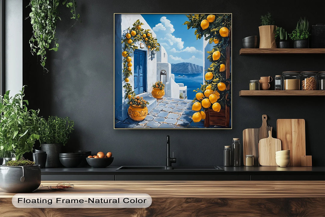 Santorini Sunshine – Mediterranean Lemon Street Canvas Print - MyPhotoStation