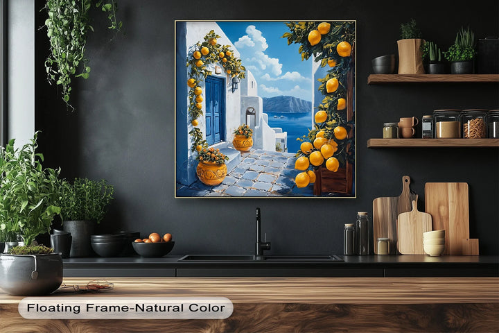 Santorini Sunshine – Mediterranean Lemon Street Canvas Print - MyPhotoStation