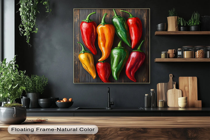 Colorful Peppers – Rustic Vegetable Kitchen Canvas Print - MyPhotoStation