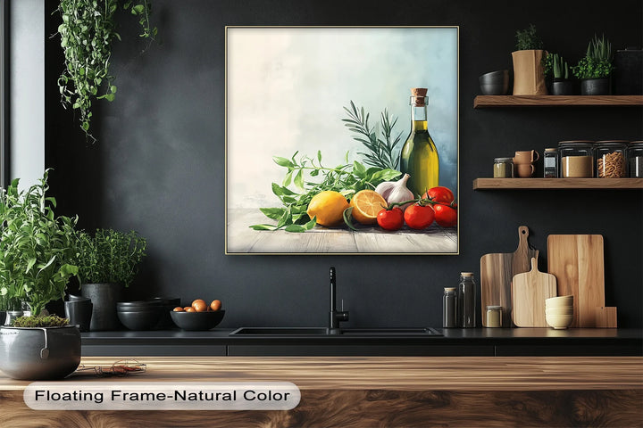 Essence of the Mediterranean – Olive Oil & Herb Kitchen Canvas Print - MyPhotoStation