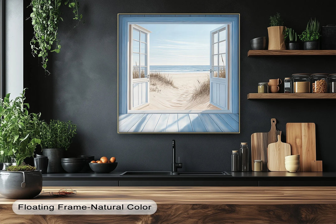 Open to the Sea – Tranquil Beach View Kitchen Canvas Print - MyPhotoStation