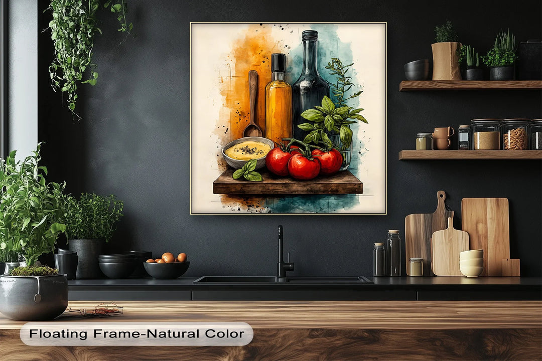 Flavor Shelf – Artistic Mediterranean Kitchen Canvas Print - MyPhotoStation