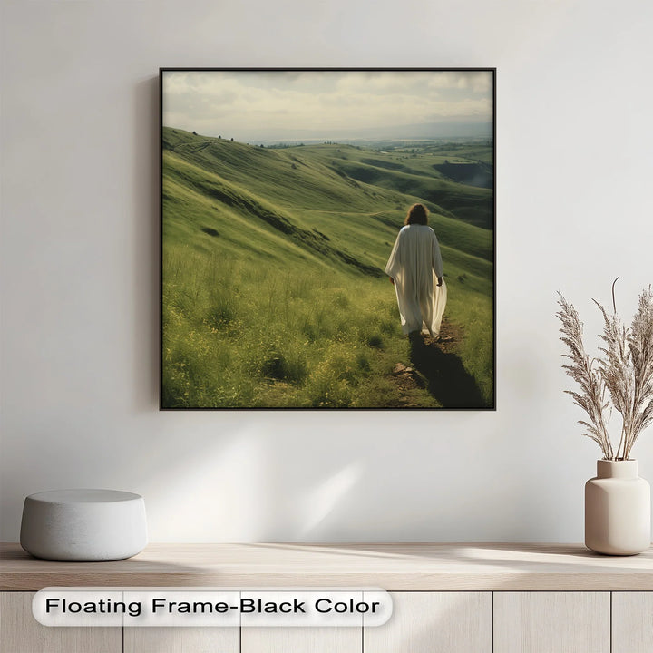 Guided by Grace – Jesus Walking Through Green Pastures Canvas Print - MyPhotoStation