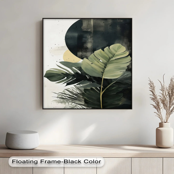 Tropical Eclipse – Modern Monstera Leaf Canvas Print - MyPhotoStation